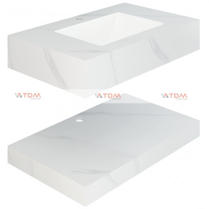 Chậu Rửa Mặt 2 Tầng Viglacera UA2-9GP01 Kèm Lavabo Âm Bàn Màu Trắng Vân Đá