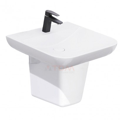 Chậu Rửa Mặt Lavabo Caesar LF5370/PF2463 Treo Tường Chân Ngắn